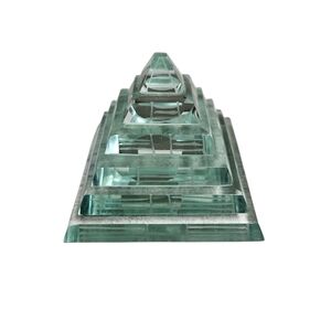 Vintage Glass Pyramid Paperweight***GLOWS*** Aztec Design- EUC!!!!